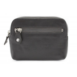 Tmavě šedá dámská kožená etue s kroužkem na klíče Angie