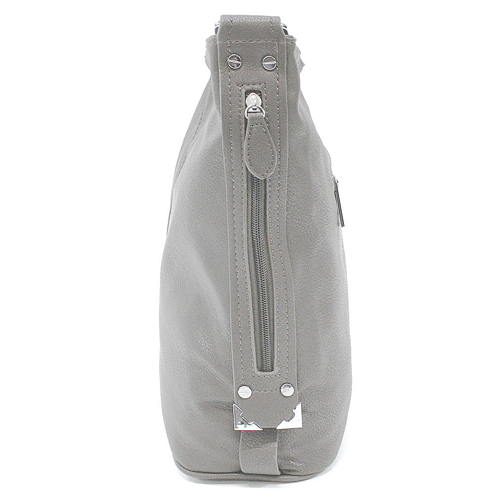 Světle šedá velká crossbody kabelka se stříbrnými doplňky Alvie