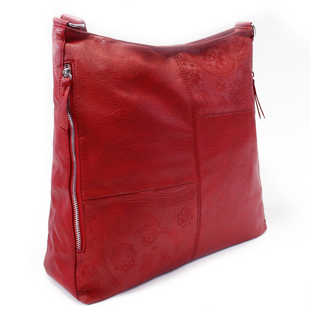 Červená velká dámská zipová taška Elina