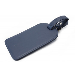 Tmavě modrá kožená visačka na zavazadlo Brienli
