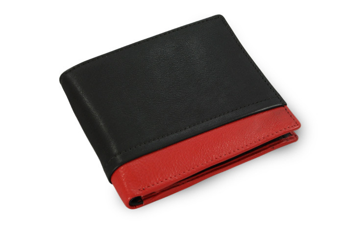Černo červená pánská kožená peněženka Makenna