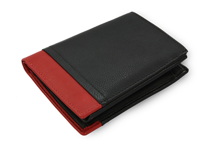 Červenočerná pánská kožená peněženka Lyric