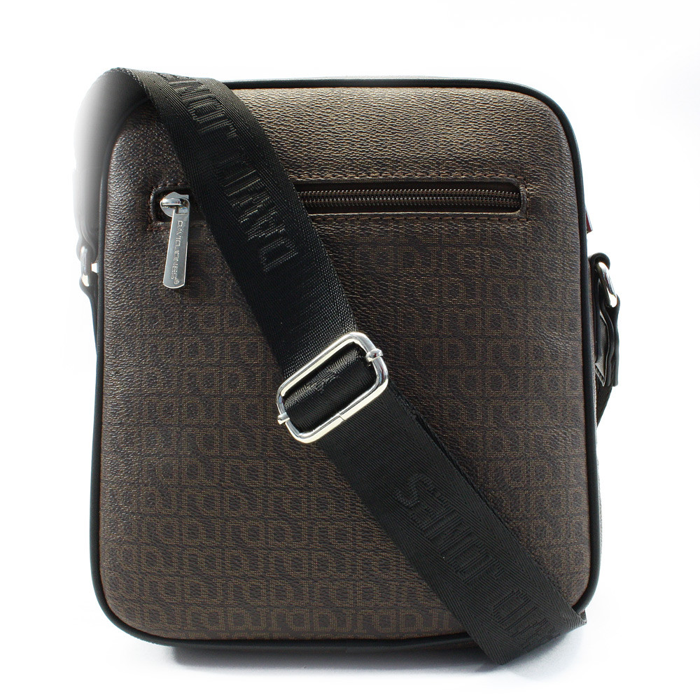 Tmavě hnědá pánská crossbody taška se vzorem Akseli