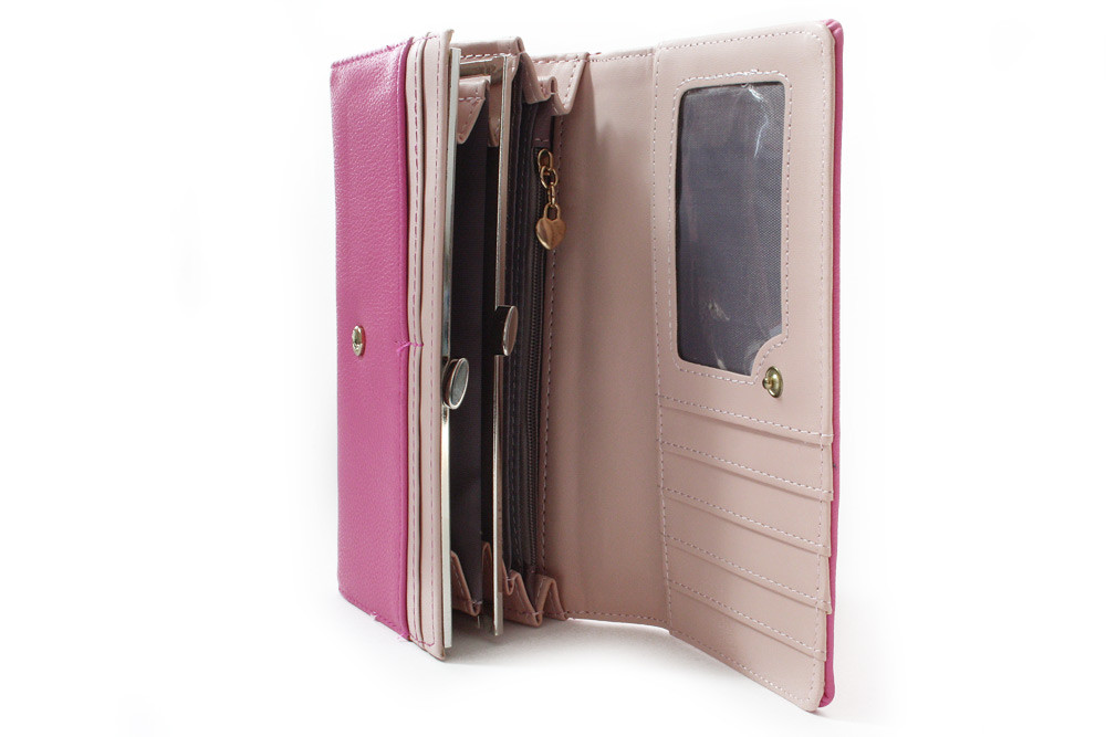 Růžová klopnová dámská peněženka s rámem Reina