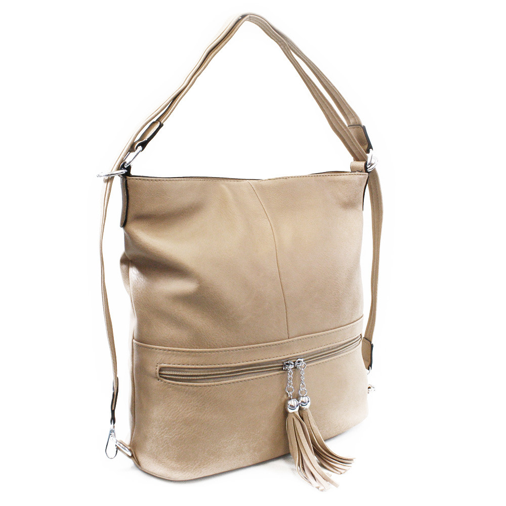Světle hnědá dámská kombinace crossbody kabelky a batohu Sestie