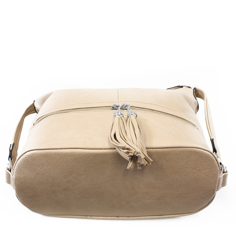 Světle hnědá dámská kombinace crossbody kabelky a batohu Sestie
