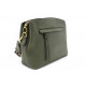 Tmavě zelená zipová dámská kabelka s ozdobným popruhem Theoni