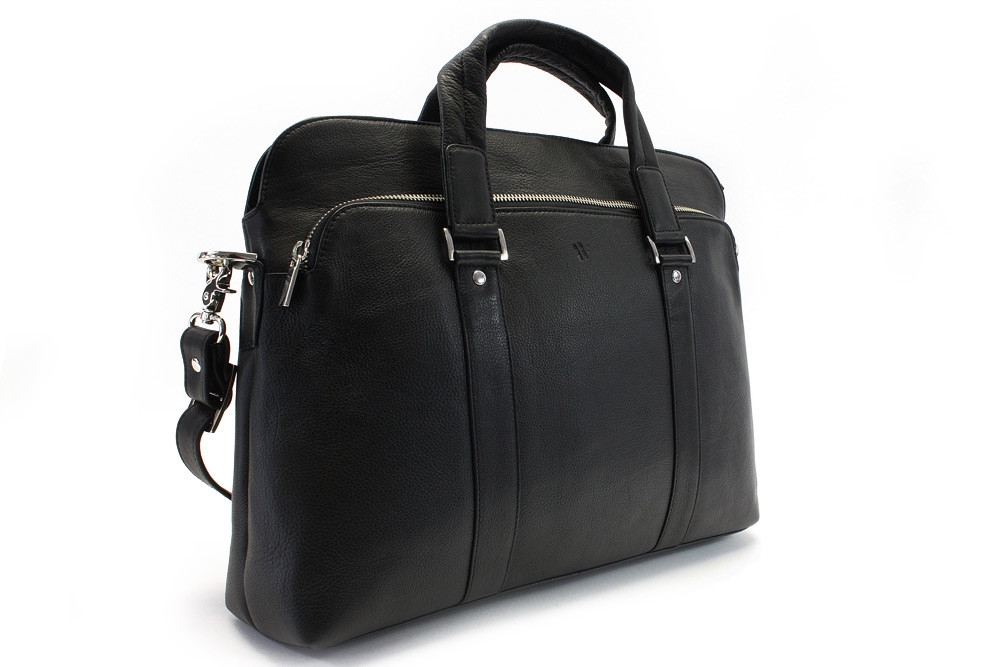 Černá kožená business taška na notebook Catalina