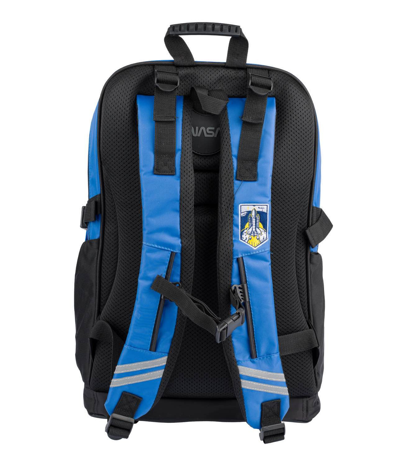 Modročerný voděodolný zipový školní batoh s motivem NASA