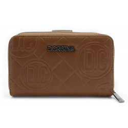 Šedohnědá velká dámská zipová peněženka se zápinkou Nisios