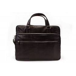 Tmavě hnědá kožená business taška na notebook Avgerinos