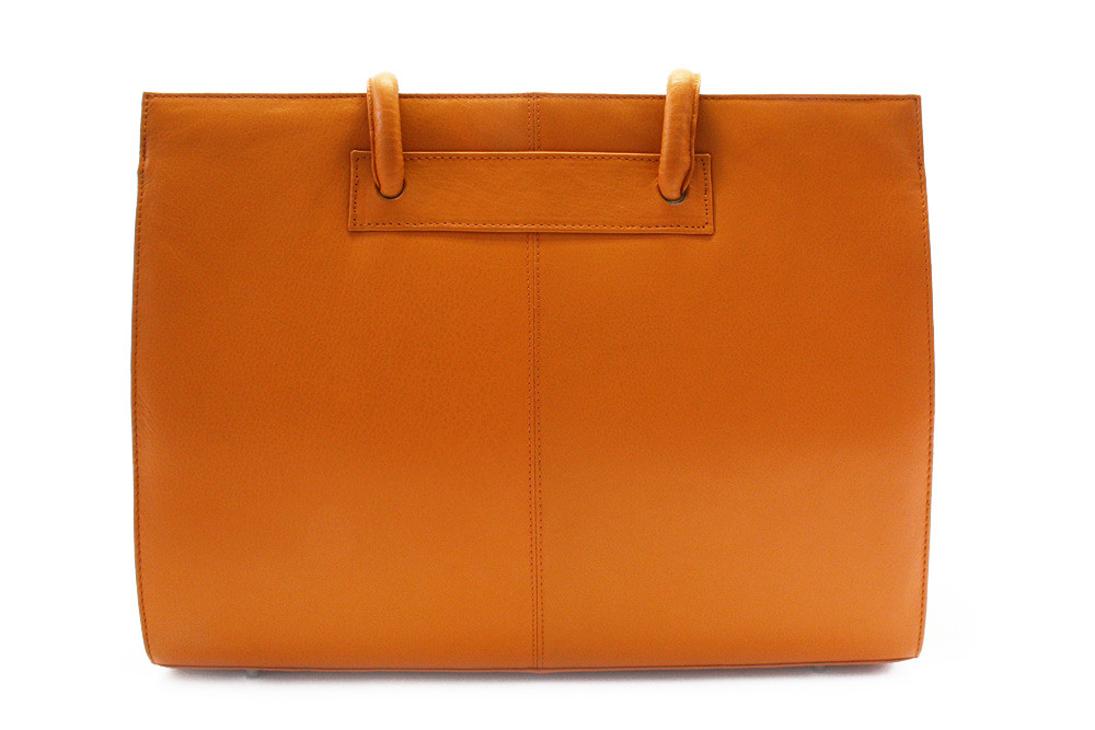 Oranžová zipová dámská kožená kabelka přes rameno Eirinis