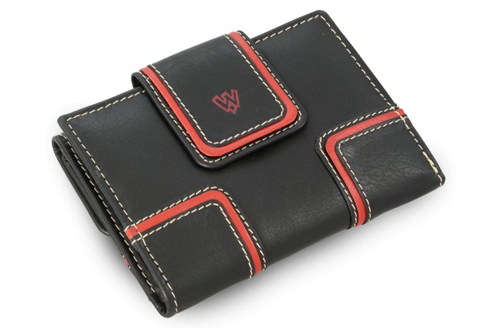 Černá dámská kožená peněženka s červeným lemováním Paislee