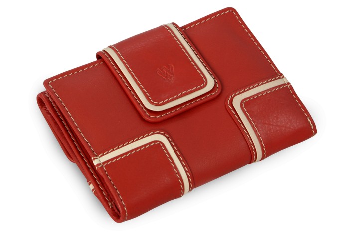 Červená dámská kožená peněženka s béžovým lemováním Paislee