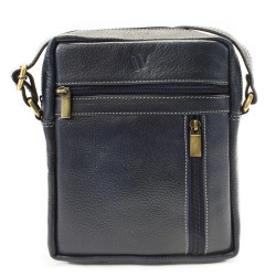 Tmavě modrý pánský kožený zipový crossbag Ersi