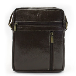 Kávově hnědý pánský kožený zipový crossbag Ersi