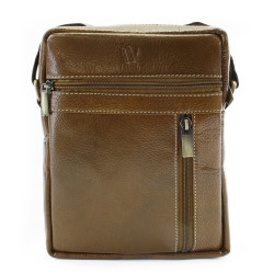Tmavě hnědý pánský kožený zipový crossbag Ersi