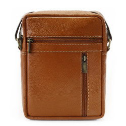 Světle hnědý pánský kožený zipový crossbag Ersi