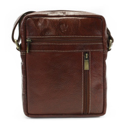Červenohnědý pánský kožený zipový crossbag Ersi