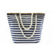 Modrobílá pruhovaná textilní dámská plážová taška Evlampia