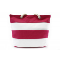Růžovobílá pruhovaná textilní dámská plážová taška Despina