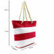 Červenobílá pruhovaná textilní dámská plážová taška Despina
