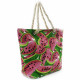 Růžovozelená textilní dámská plážová taška se vzorem Simela