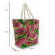 Růžovozelená textilní dámská plážová taška se vzorem Simela