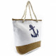 Bílá textilní dámská plážová taška s motivem kotvy Sarantis