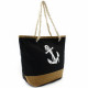 Černá textilní dámská plážová taška s motivem kotvy Sarantis
