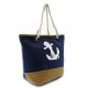 Tmavě modrá textilní dámská plážová taška s motivem kotvy Sarantis