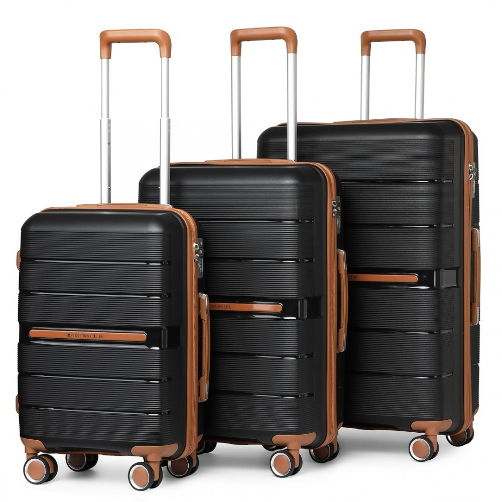 Černohnědý cestovní kvalitní set kufrů 3 v 1 Straton