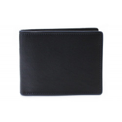 Černá pánská kožená peněženka s tmavě modrou zápinkou Marston