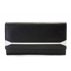 Černošedá dámská kožená peněženka s klopnou Athina
