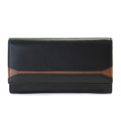Černohnědá dámská kožená peněženka s klopnou Athina