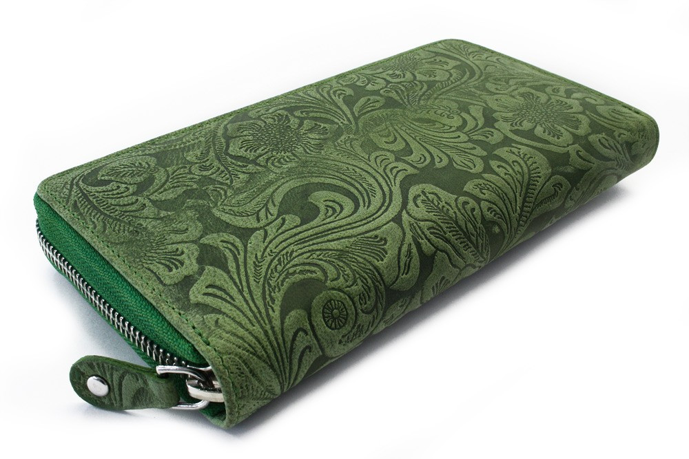 Zelená velká zipová dámská peněženka Aristea