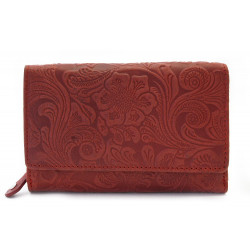 Červená dámská střední kožená peněženka s klopnou Aspasia