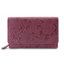 Fuchsiová dámská střední kožená peněženka s klopnou Aspasia