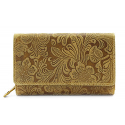 Žlutá dámská střední kožená peněženka s klopnou Aspasia