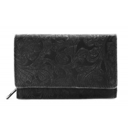 Černá dámská střední kožená peněženka s klopnou Aspasia