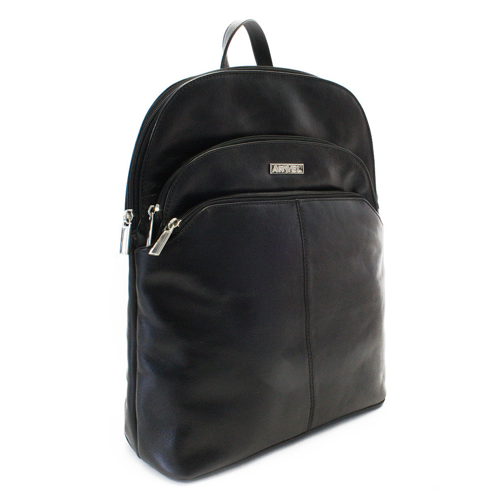 Černý kožený moderní batoh Poppy