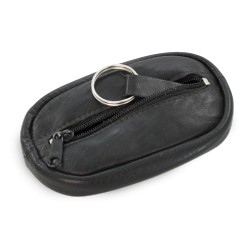 Černá zipová kožená klíčenka Lily