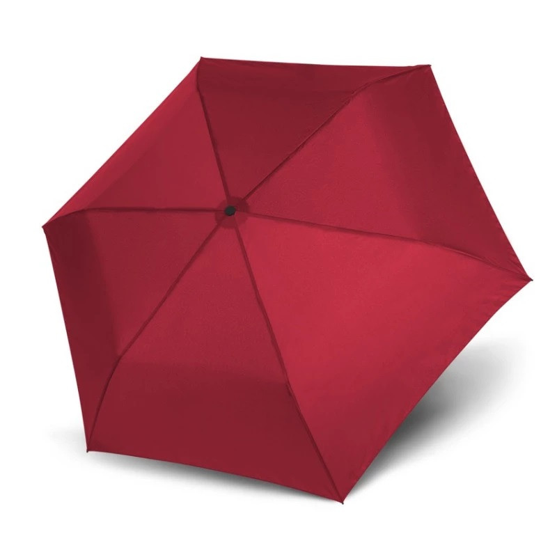 Červený skládací odlehčený plně automatický dámský deštník Patapios