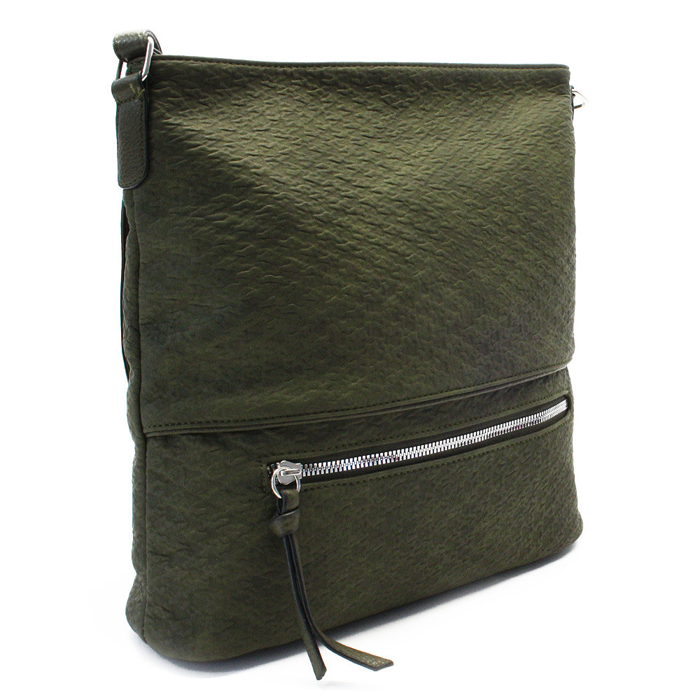 Tmavě zelená zipová crossbody kabelka Lukia