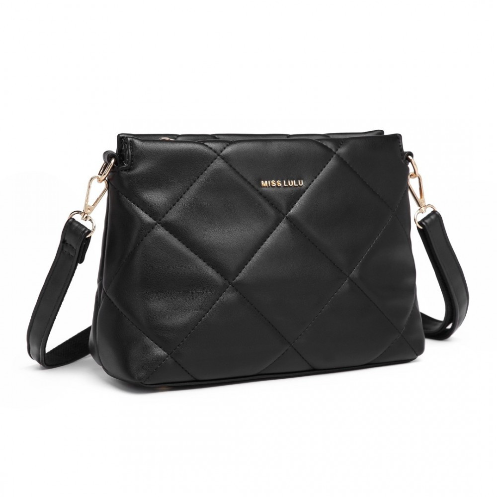 Černá prošívaná crossbody dámská kabelka Theklas