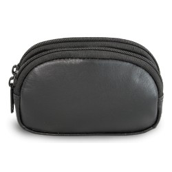 Černá kožená dvouzipová etue Carolin