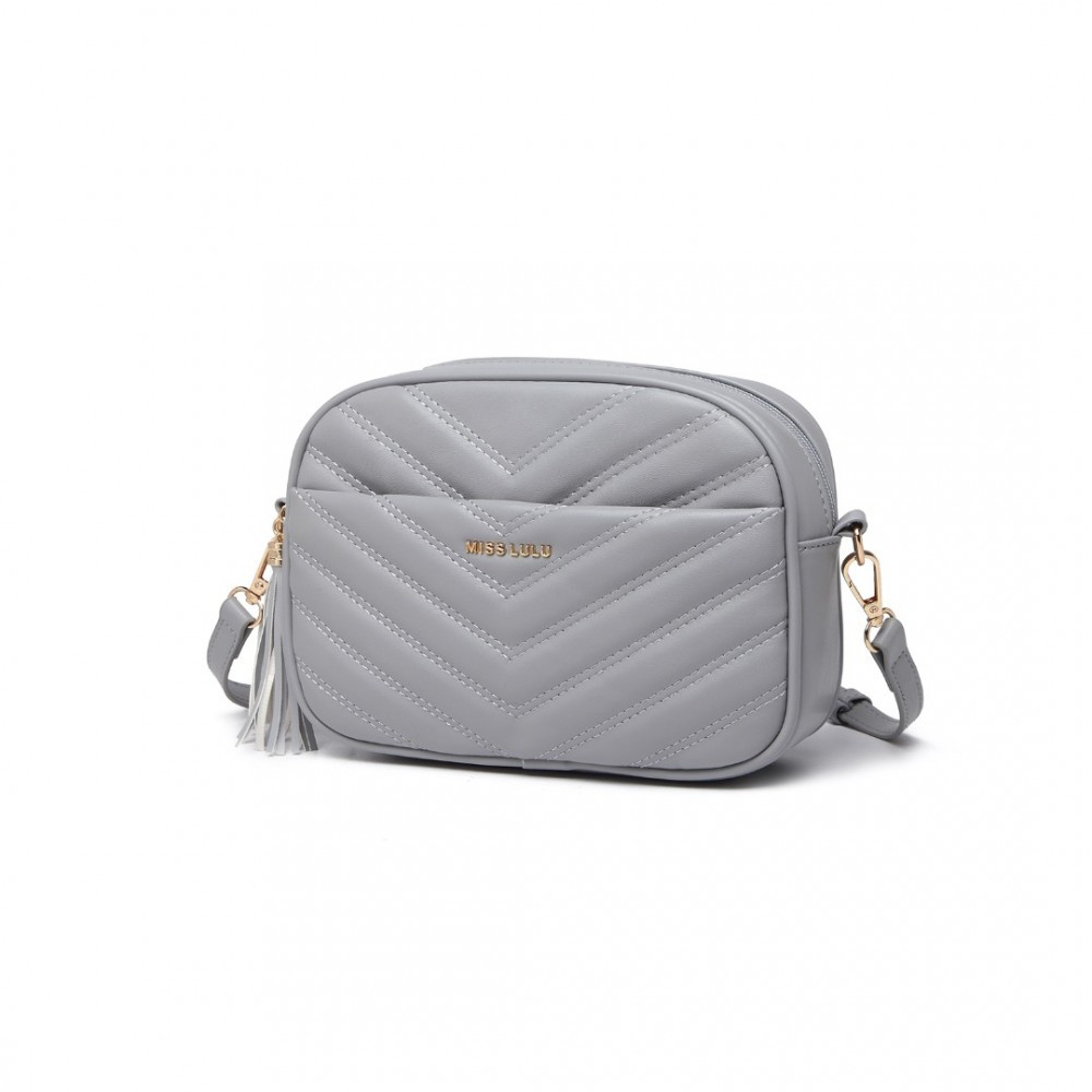 Světle šedá zipová crossbody dámská kabelka Mirto