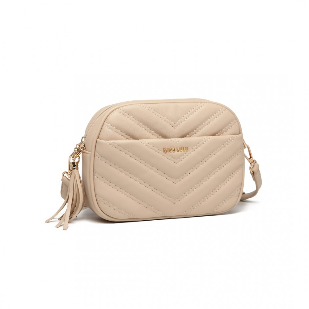 Světle béžová zipová crossbody dámská kabelka Mirto
