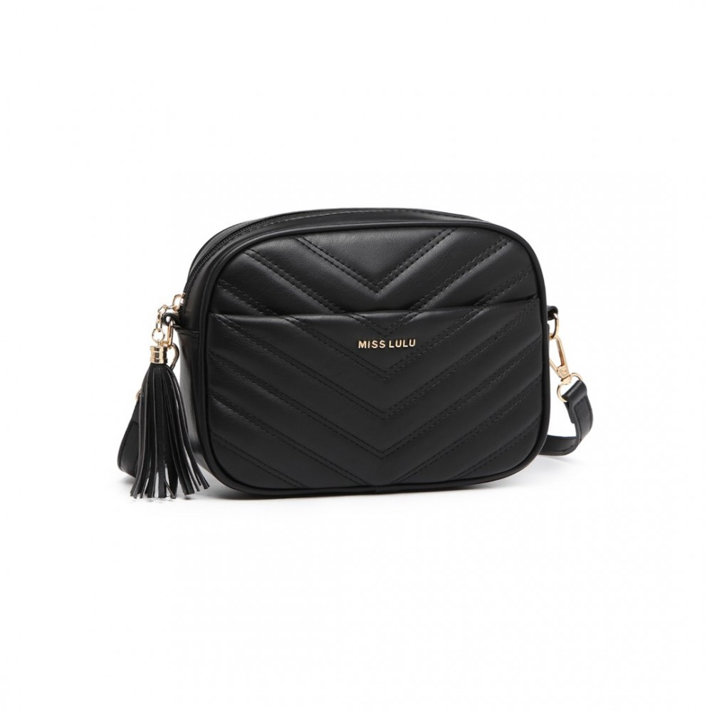 Černá zipová crossbody dámská kabelka Mirto