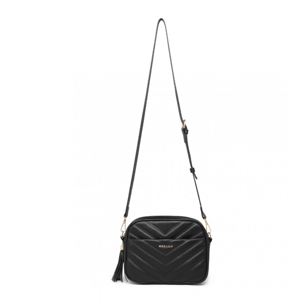 Černá zipová crossbody dámská kabelka Mirto